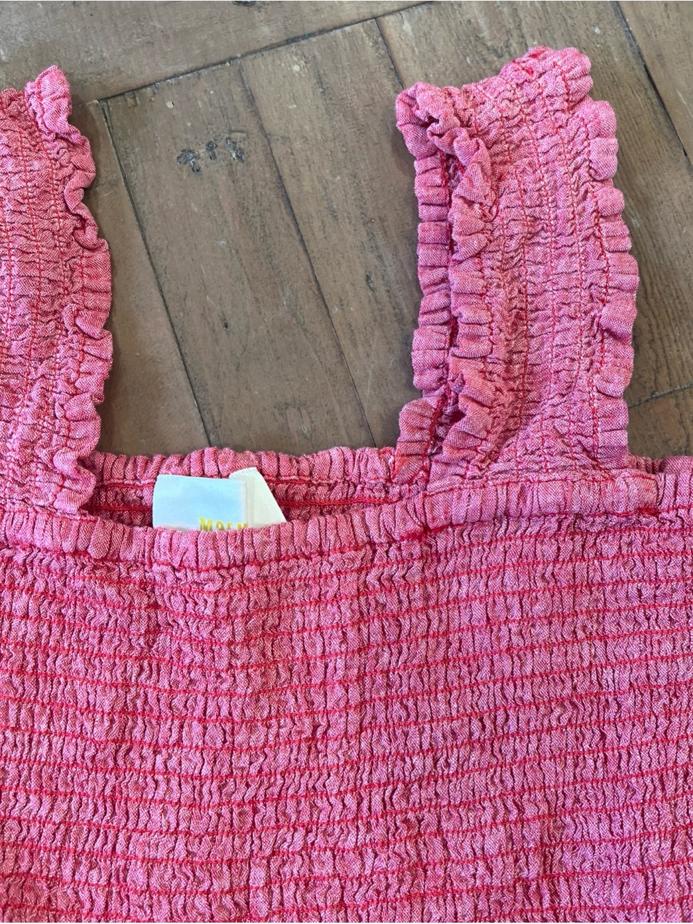 maeve anthropologie Schuyler Smocked Peplum Top XS Red Linen Feminine Preppy - Picture 3 of 7